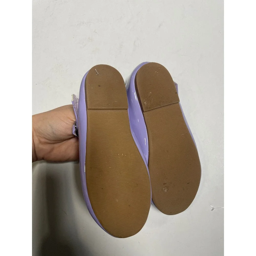 Eestime Mary Jane Flats Kids 10M Purple Patent Leather Hook Loop Dress Shoes